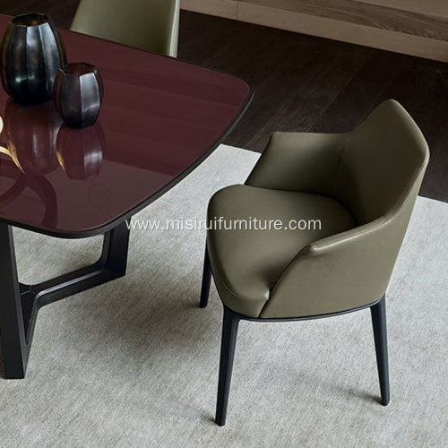 Green PU leather dining chairs